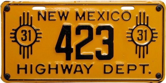 NEW MEXICO Yellow Zia Sun License Plate NM Random Letters 